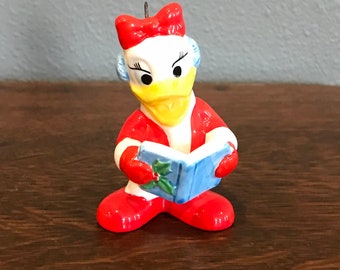 1970’s Disney Daisy Duck Caroling Ornament- Vintage Disney Japan Ceramic Daisy Duck Christmas Ornament