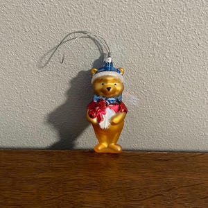 Disney Winnie the Pooh Blown Glass Ornament- Vintage Glass Disney Winnie-the-Pooh Christmas Ornament