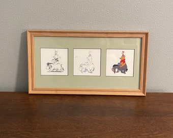 Disney Winnie-the-Pooh, Piglet, and Eeyore Print- Vintage Framed Pooh and Friends Print Series