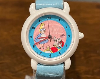 1990’s Timex Disney Alice in Wonderland Watch- Vintage Women’s Disney Alice and White Rabbit Watch