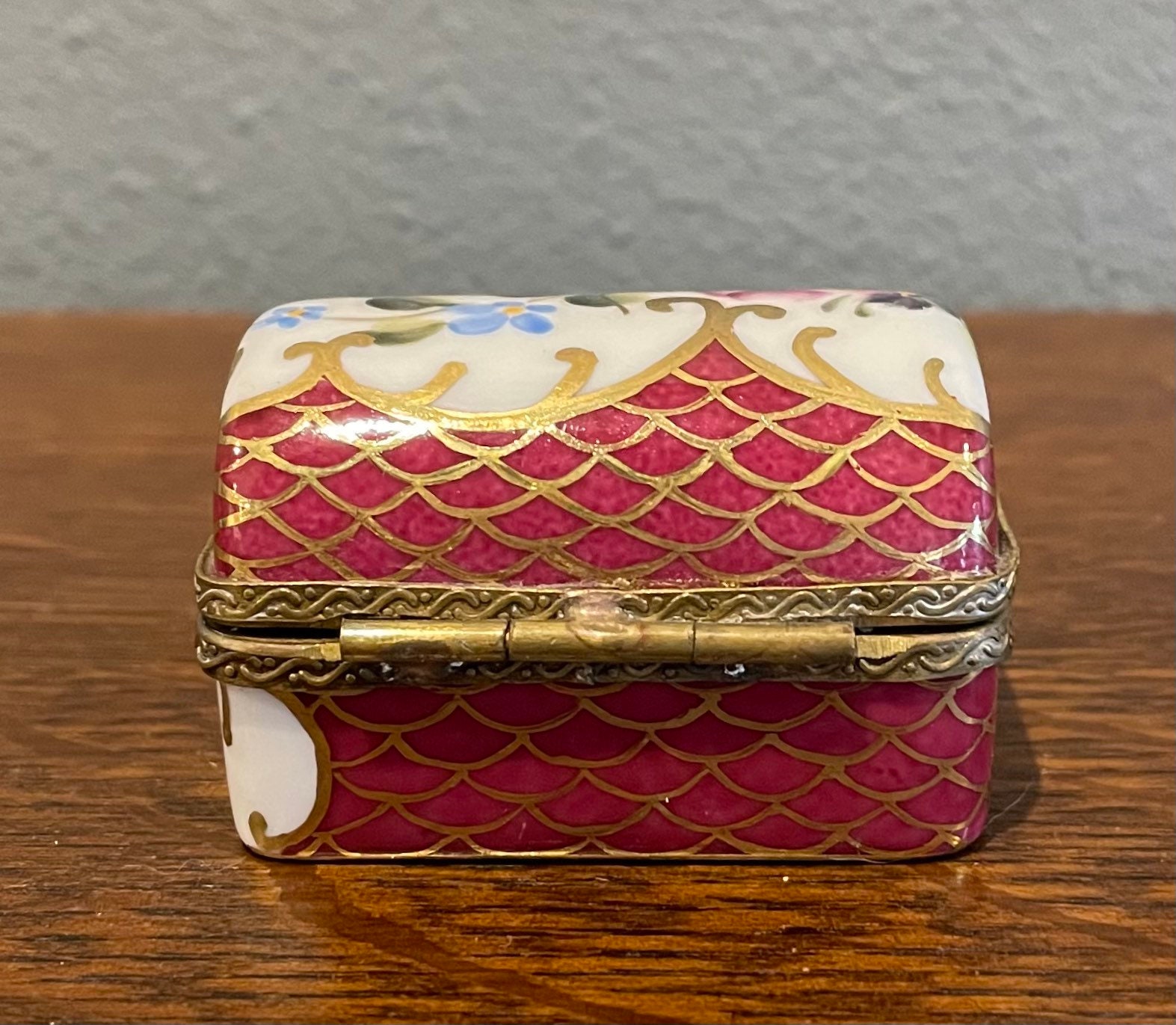 Limoges Trinket Box Vintage Floral Limoges Trunk Trinket Box Etsy