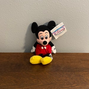 1990&#39;s Disney Store Mickey Mouse Beanie Doll- Vintage Disney Mickey Stuffed Beanbag Toy