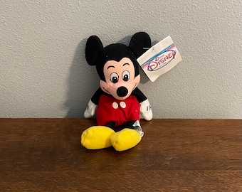 1990's Disney Store Mickey Mouse Beanie Doll- Vintage Disney Mickey Stuffed Beanbag Toy