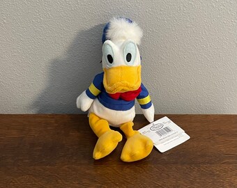 1990's Disney Store Donald Duck Beanie Doll- Vintage Disney Donald Stuffed Beanbag Toy