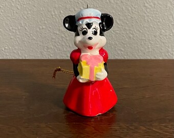 Adorno de Minnie Mouse de 1980- Adorno navideño vintage de Minnie Mouse de Disney, Japón