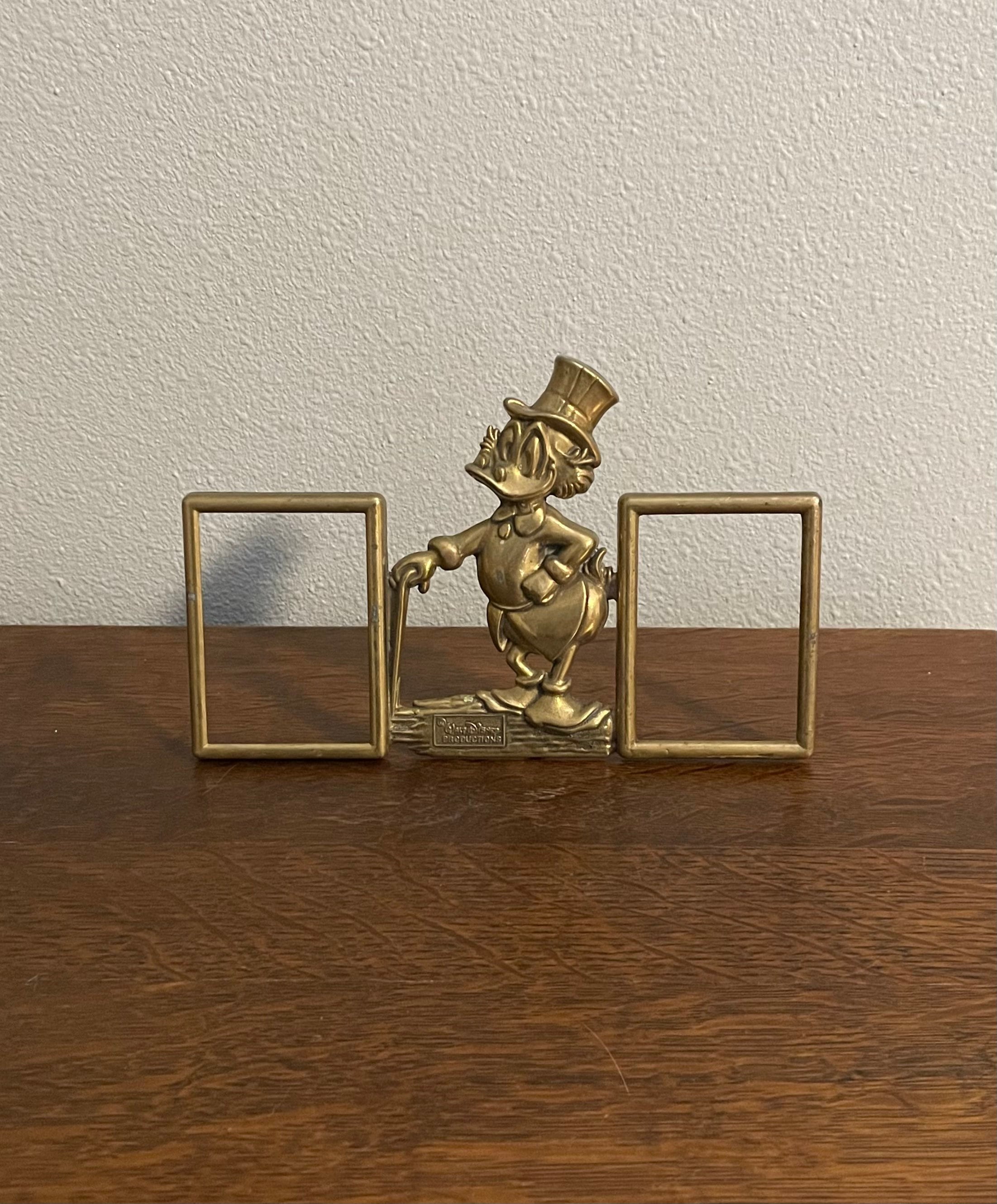 1960’s Walt Disney Productions Brass Uncle Scrooge Picture Frame- Vintage Disney Scrooge McDuck Brass Picture Frame