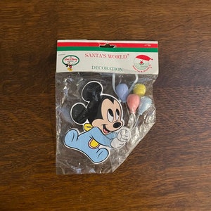 1980’s Santa&#39;s World Walt Disney Company Baby Mickey Mouse Ornament- Vintage Kurt Adler Baby Mickey Ornament