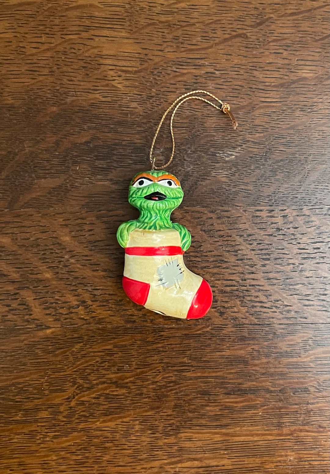 1980’s Sesame Street Oscar the Grouch Holiday Ornament- Vintage Ceramic ...