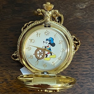 1990’s Mickey on the Move Pocket Watch Collection Pocket Watch- Vintage Boat Captain Mickey Watch