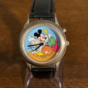 1990er Jahre Die Disney Kreditkarten Exklusive Mickey Mouse Light Up Halloween Uhr - Vintage Mickey Mouse Trick-or-Treat Indiglo Uhr