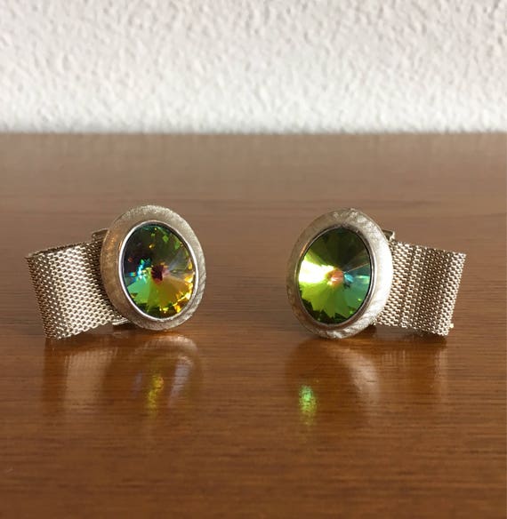 Vintage Rivoli Stone Cufflinks by Dante- 1970's D… - image 1