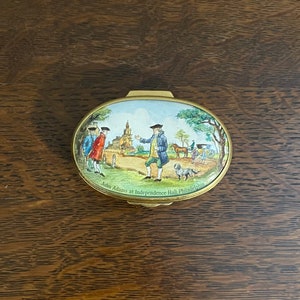1976 Limited Edition Bilston and Battersea John Adams Enamel Box- Vintage United States Bicentennial Enamel Trinket Box
