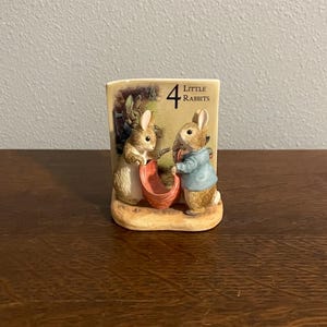 1997 Border Fine Arts The World of Beatrix Potter Four Little Rabbits Figurine- Vintage Peter Rabbit and Benjamin Bunny Figurine