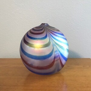 1980&#39;s Art Glass Vase- Vintage Hand Blown Art Glass Bud Vase
