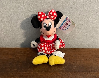 1990's Disney Store Minnie Mouse Beanie Doll- Vintage Disney Minnie Stuffed Beanbag Toy