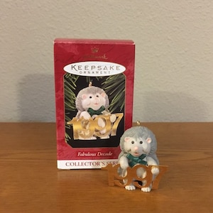 1997 Hallmark Fabulous Decade Ornament, Signed by Sharon Pike- Vintage Eighth in the Series Hallmark Hedgehog Ornament
