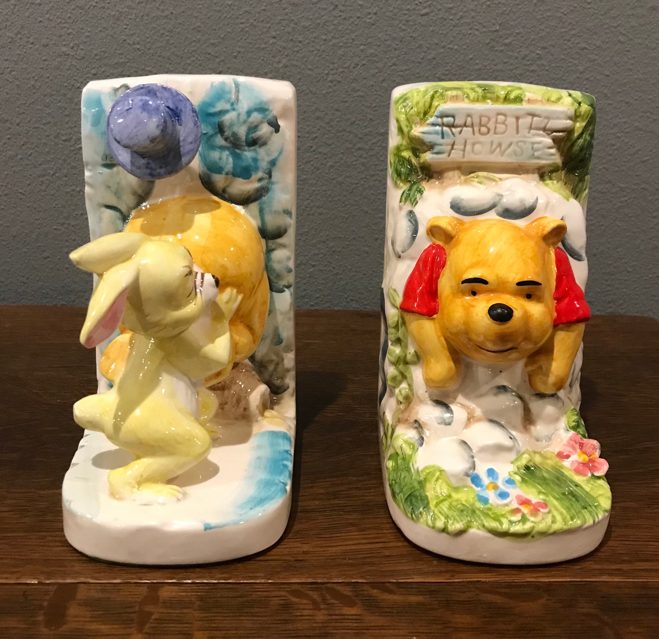 1960 年代の陶器製くまのプーさんブックエンド - ヴィンテージ