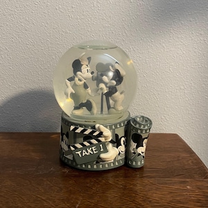 Disney Mickey Mouse and Minnie Mouse Musical Snow Globe- Vintage Disney “You Oughta Be in Pictures” Mickey and Minnie Snow Globe