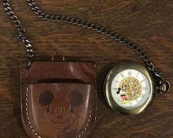 1990s Disney Store Exclusive Mickey Mouse Gears Pocket Watch