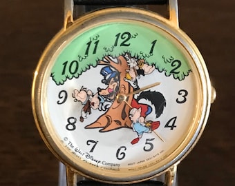 1980’s Lorus Disney The Three Little Pigs Watch- Vintage Unisex Three Little Pigs and the Big Bad Wolf Wristwatch
