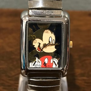 1990’s Lorus Mickey Mouse Watch- Vintage Rectangular Disney Mickey Mouse Watch