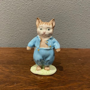 Tom Kätzchen- BP2A, Gold Oval Beatrix Potter Figur - Beswick, England