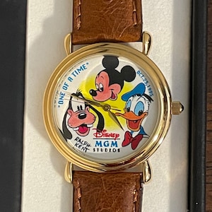 1995 Disney Artist Disney MGM Studios “One of a Time” Watch- Vintage Disney Mickey Mouse, Donald Duck, and Goofy Ralph Kent Watch