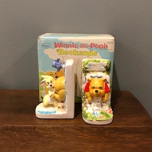 1960’s Ceramic Winnie-the-Pooh Bookends- Vintage Sears Disney Pooh and Rabbit Walt Disney Productions Bookends, in Original Box