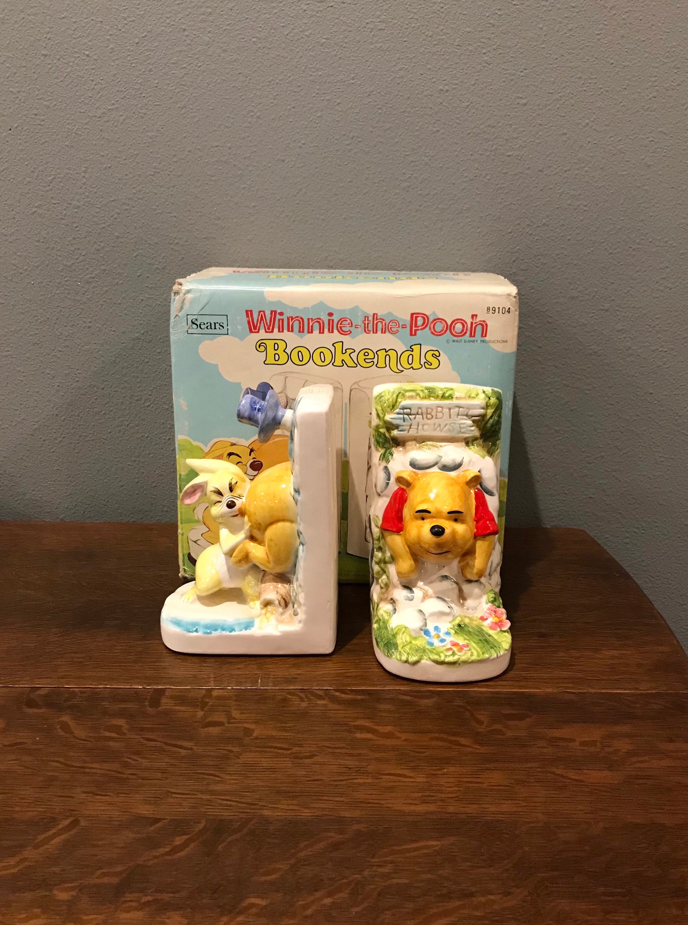 1960 年代の陶器製くまのプーさんブックエンド - ヴィンテージ