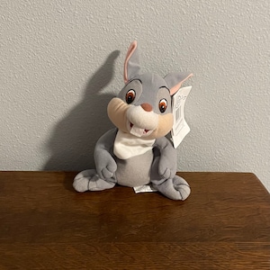1990&#39;s Disney Store Bambi Stuffed Thumper Beanie- Vintage Disney Thumper Stuffed Toy