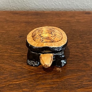 1990’s Wooden Tortoise Trinket Box- Vintage Wooden Turtle Ring Box