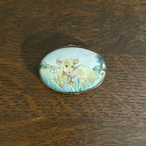 Peint Main Limoges Lamb Box- Vintage Hand Painted Lamb Limoges Trinket Box