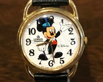 希少なディズニーミッキーマウス腕時計/Accutime/大きなブルーフェイス