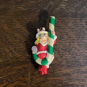 1990’s Miss Piggy Candy Cane Ornament- Vintage Jim Henson’s Muppets Piggy Christmas Ornament