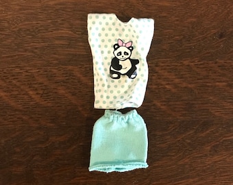 1980’s Barbie Skipper Outfit- Vintage Skipper Polka Dot Panda Shirt and Knit Skirt