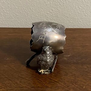 Derby Silver Company Best Wishes Napkin Ring- Victorian Silver Plate Chick & Wishbone Napkin Holder- Derby Silver Co. Napkin Ring 335