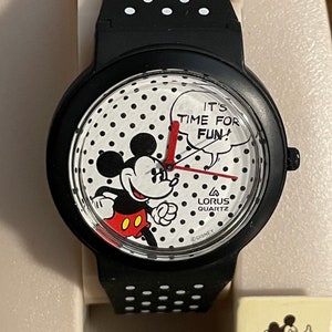 1990 Lorus Mickey Mouse Comic Watch- Vintage Disney Mickey "It's Time for Fun" Watch