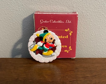1990’s Grolier Enchanted Tree Treasures Disney Mickey Mouse Ornament- Vintage Ice Skating Mickey Holiday Ornament