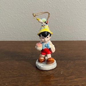 Schmid Disney Pinocchio and Jiminy Cricket Ornament- Vintage Ceramic Pinocchio and Jiminy Ornament
