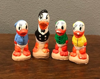 1950’s Disney Chalkware Donald Duck and Nephews Figurines- Vintage Disney Donald Duck, Huey, Dewey, and Louie Figurine Set