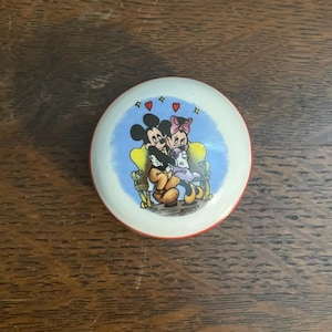 1980’s Disney Mickey and Minnie Mouse Trinket Box by Reutter Porzellan W. Germany- Vintage Porcelain Lidded Minnie and Mickey Trinket Box