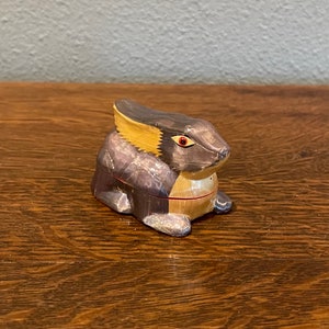 1990’s Wooden Rabbit Trinket Box- Vintage Wooden Bunny Ring Box