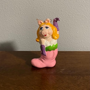 1981 Miss Piggy Stocking Ornament- Vintage Sigma the Tastesetter Muppets Miss Piggy in a Stocking Ornament