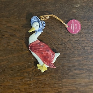 1982 Schmid Jemima Puddle-Duck Ornament- Vintage Ceramic Beatrix Potter Ornament