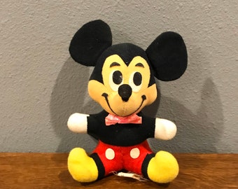 1960's Stuffed Mickey Mouse Doll- Vintage  Small Disney Mickey Mouse Stuffed Toy