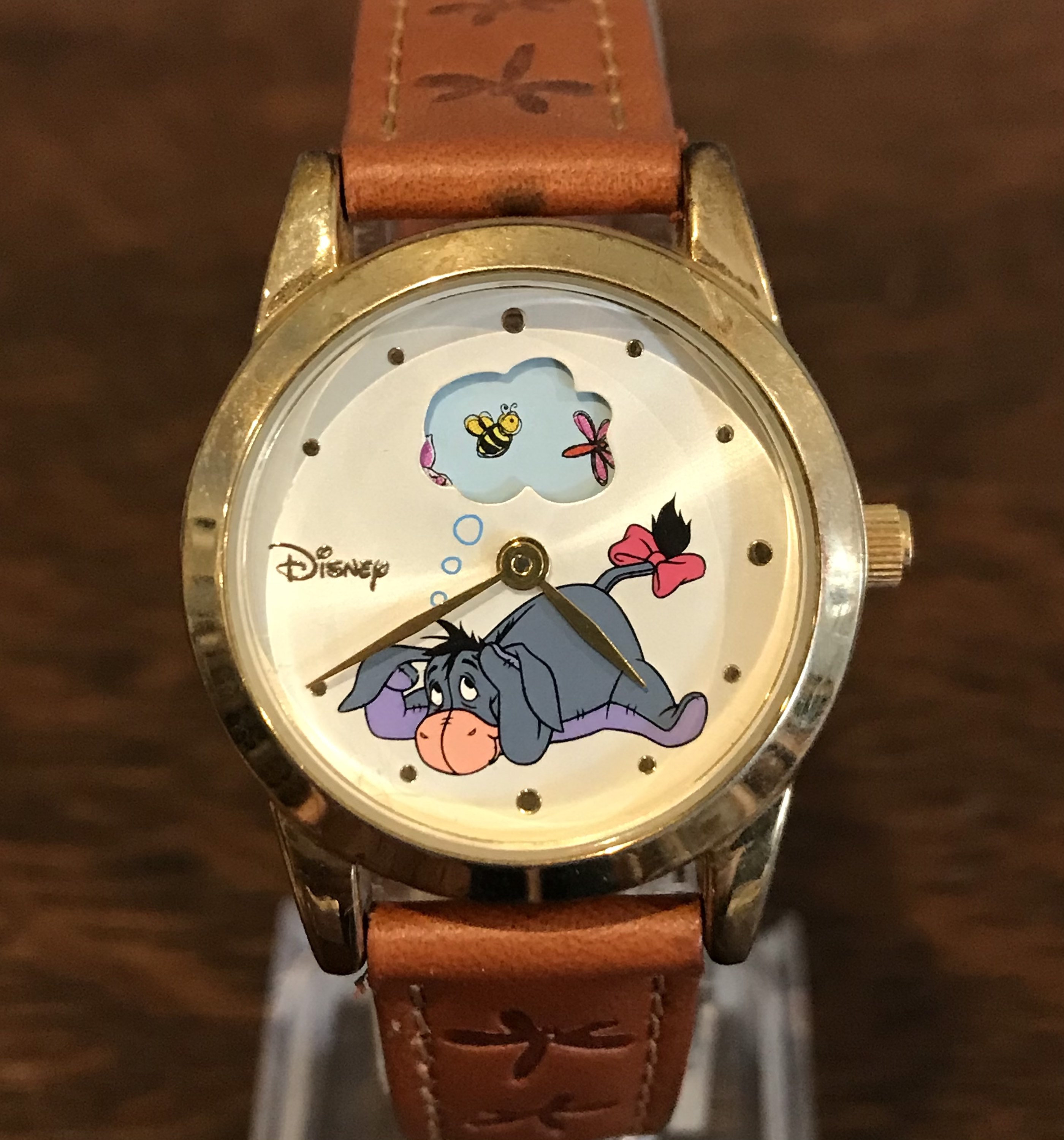 Vintage 90s SII Disney Winnie the Pooh Eeyore daydream watch NEW BATTERY Eeyore Watch Wristwatch Brown Strap 1990 main image 3