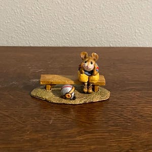 1996 Wee Forest Folk Benched! Figurine- Vintage Wee Forest Folk Football Player Mouse Figurine