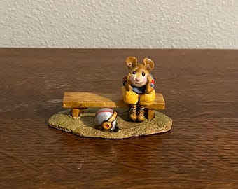 1996 Wee Forest Folk Benched! Figurine- Vintage Wee Forest Folk Football Player Mouse Figurine