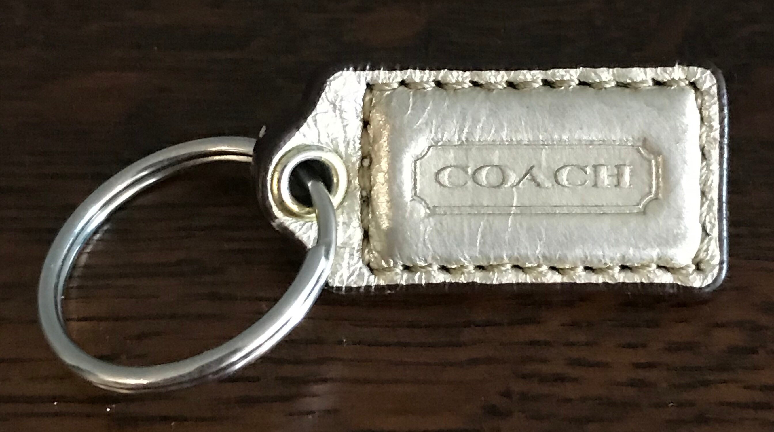 Vintage COACH Leather Keychain- Small Gold Toned Leather Coach Keychain ...