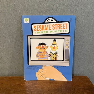 1971 Sesame Street Finger Puppets Book- Vintage Unused Book of Sesame Street Finger Puppets